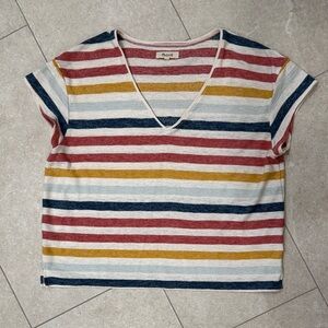 Madewell Multicolor Striped V-Neck Tee
